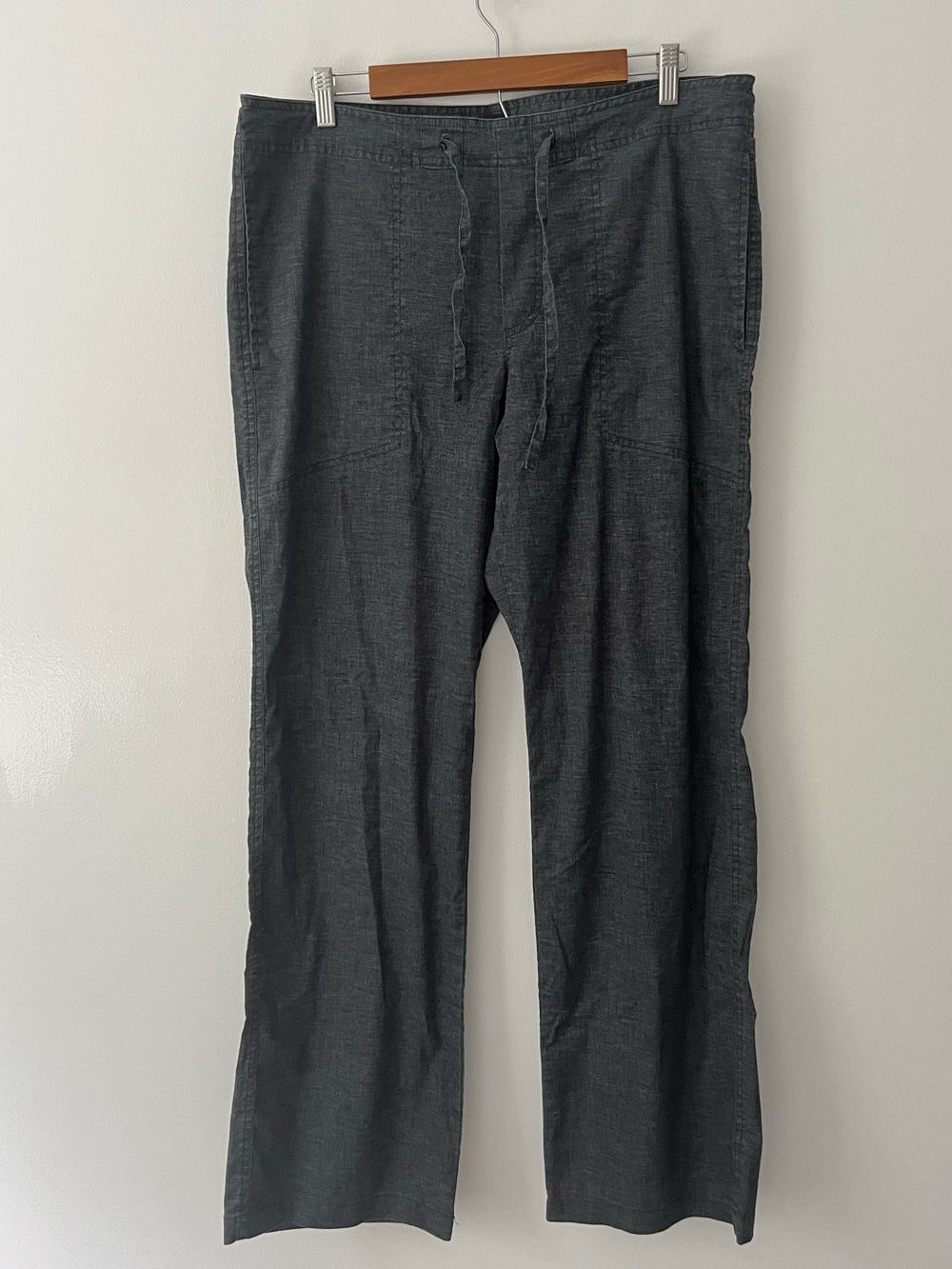 Prana Sutra Hemp Pants Relaxed Fit Wide Leg Lightweight Gray Large